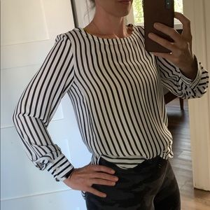 Banana republic navy and white blouse XS